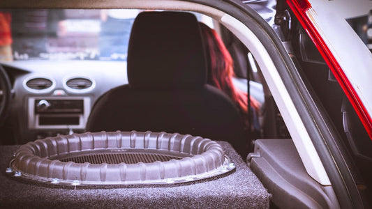 car subwoofer installed in the trunk with interior view