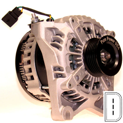 320 Amp Custom High Output Alternator Replaces 3G models with half moon regulator connector 6 Groove Pulley