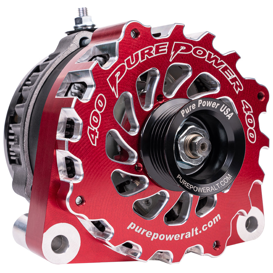 400 AMP Billet Red Custom High Output Alternator OEM Built in the USA