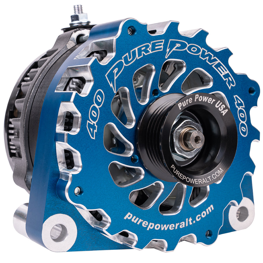 400 AMP Billet Blue Custom High Output Alternator OEM Built in the USA